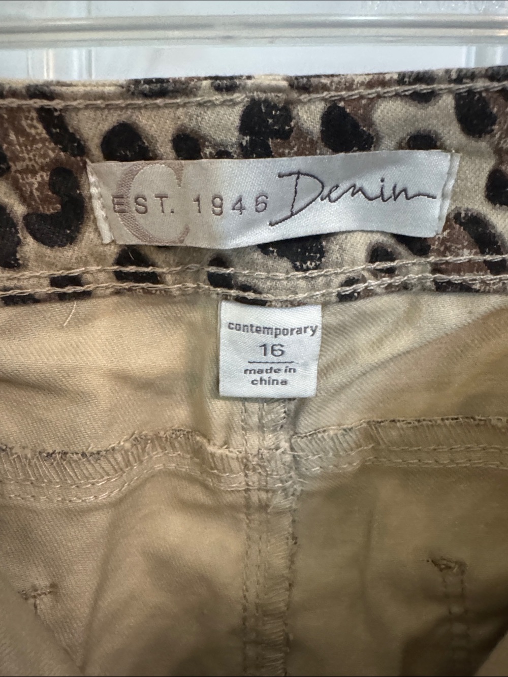 Womans Leopard Print Capri Pants - Tan/Brown - Picture 2 of 3